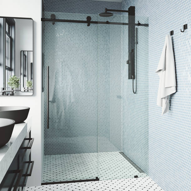 Hometo 55'' 60'' W x 76'' H Double Sliding Frameless Shower Door with